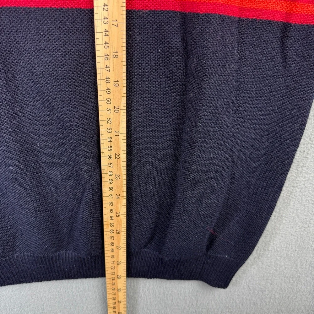 Maerz Muenchen Mens 100% Virgin Merino Wool Striped Pullover Sweater Navy Orange